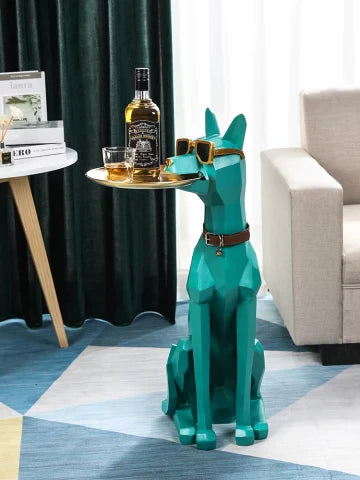 Standbeeld luxe hond met tafel functie